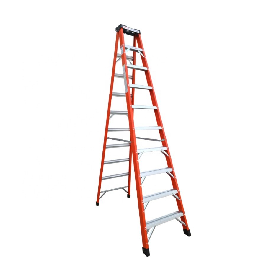 Herringbone Fiberglass Step Ladder Non Conductive Insulation Adjustable Height