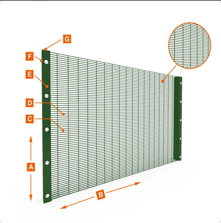 High Security 358 Mesh Anti Climb Fence Panels For Airport