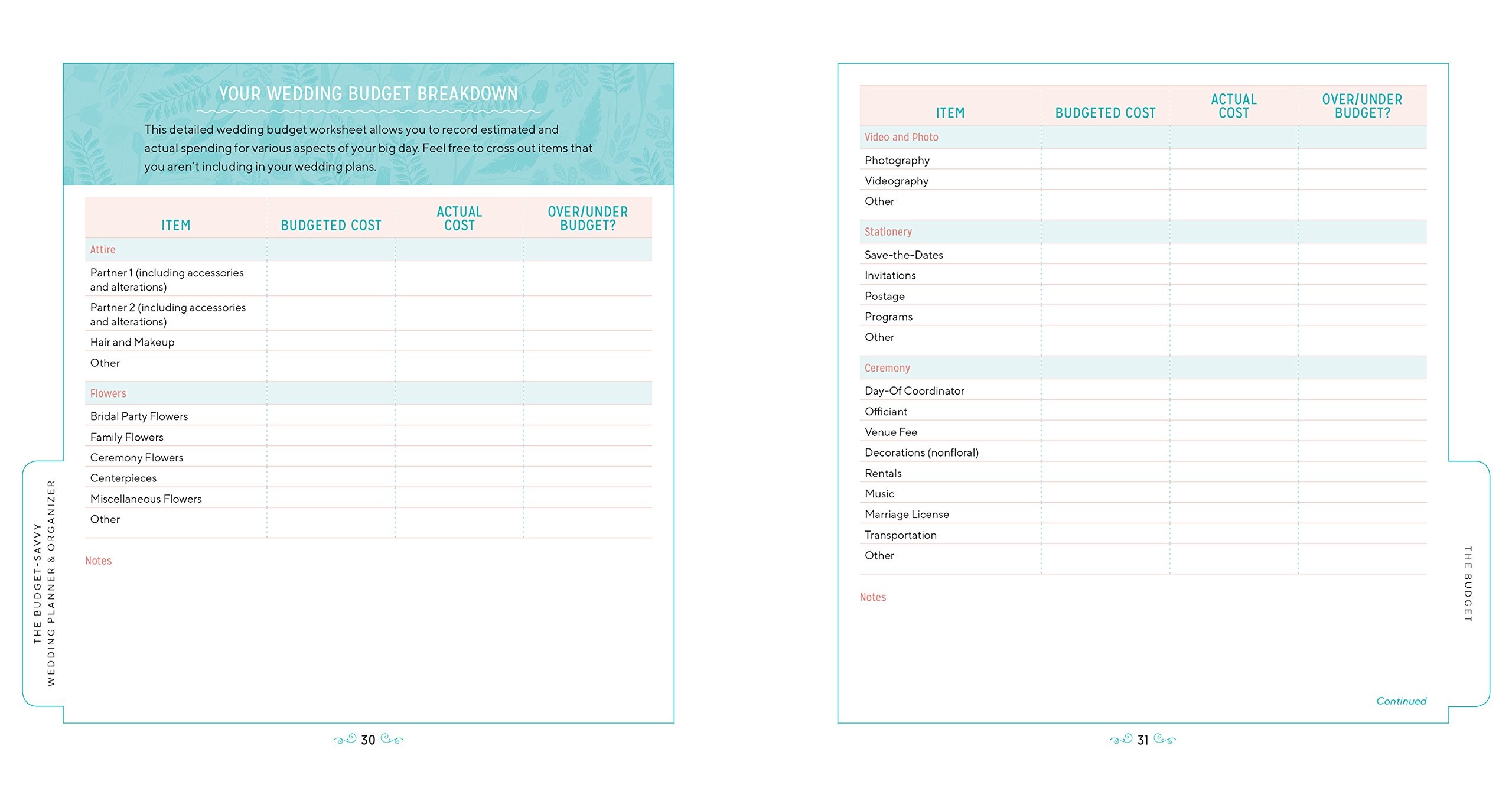 Undated A4 Custom Personal Planner Hard Cover For Bridal Wedding Diary