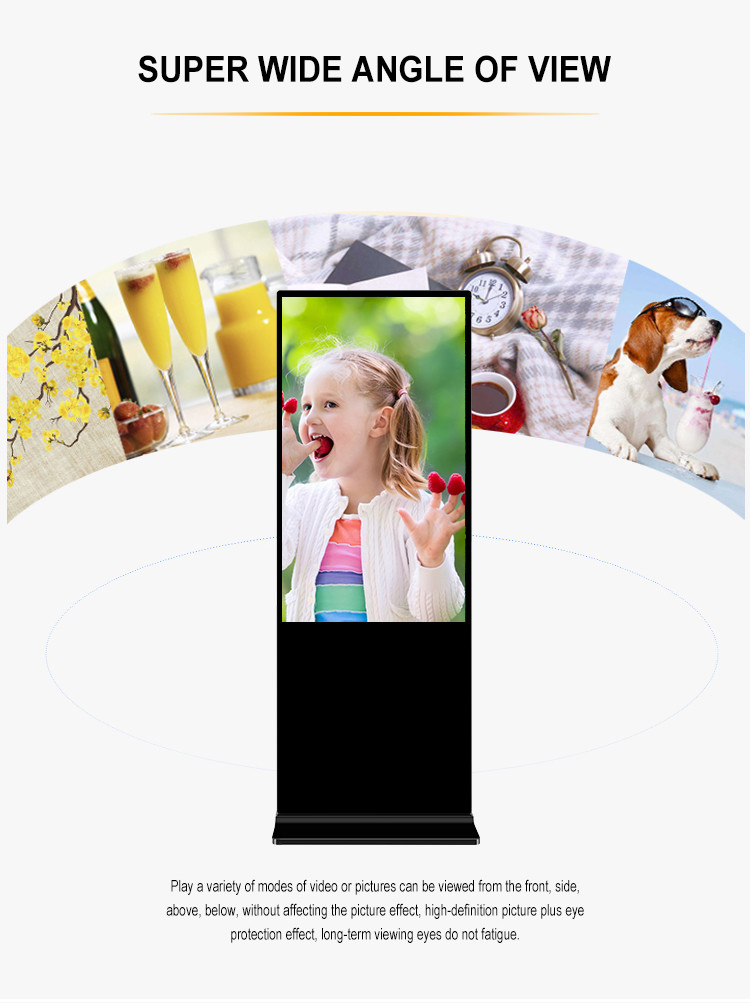 Floor standing vertical tv touch screen kiosk 4k outdoor advertising player display screen HD lcd led digital signage