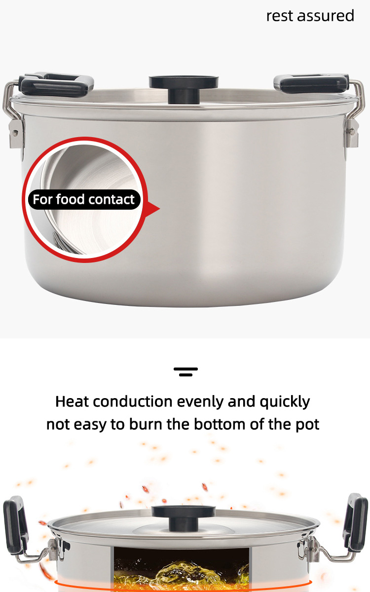High Quality 304 Stainless Steel Outdoor Cooking Pot Set Camping Cookware Set With Storage Bag
