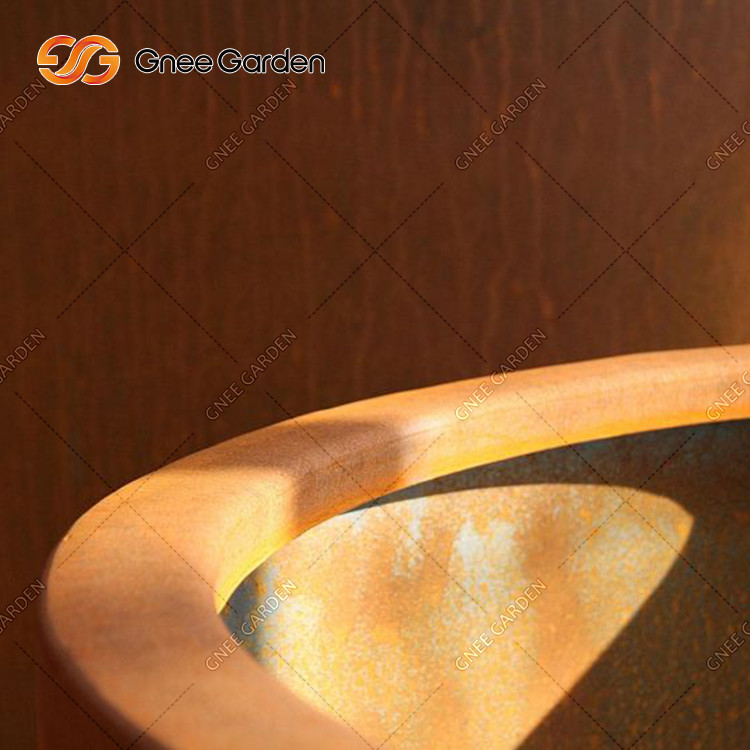 Bespoke Round Flower Pots Corten Steel Tree Plant Rectangular Outdoor Metal Planter