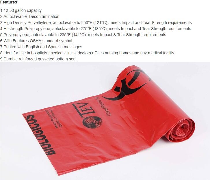 Laboratory Medical biohazard lab plastic specimen transport bag with double pouches, embossed reclosable biohazard speci