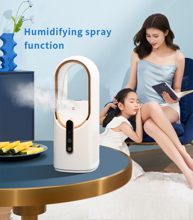 Wholesale Leafless Electric Mist Fan 2200mAh Large Battery Well Design Cold Mist Humidifier Portable Safety Mist Fan Humidifier