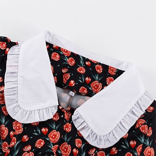 OEM maufactory Print Long Skirt Doll Collars Polyester European American Long Sleeved