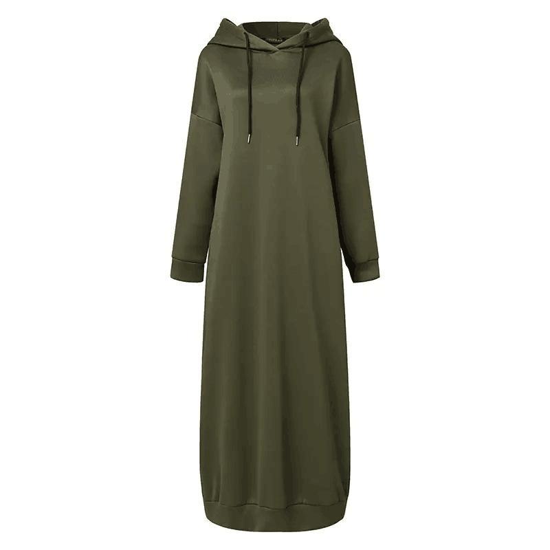 Solid Color of Long Style Set Islamic Clothing Autumn Winter Hooded Coat for Abaya Women Muslim Dress and Lady Hoodies Coat