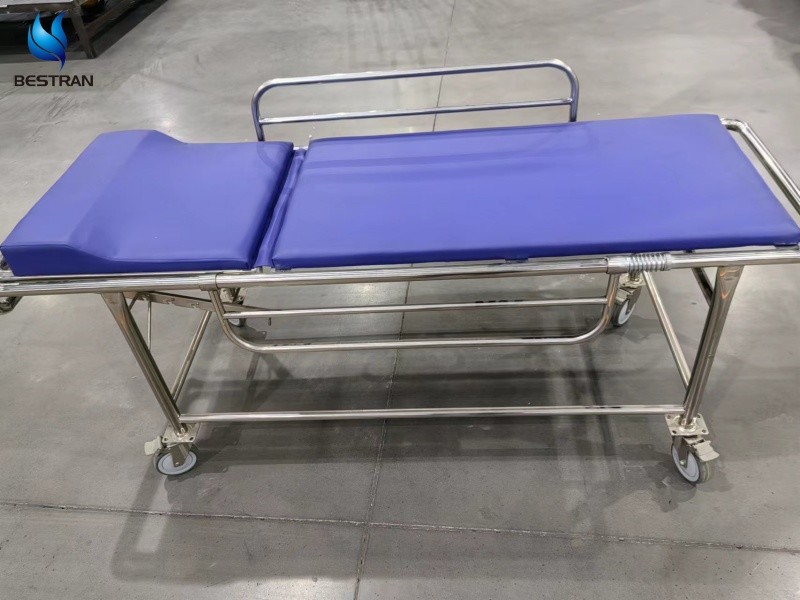 Manual MRI Stretcher Non Magnetic Stainless Steel Backrest Adjustable Hospital Tranfer