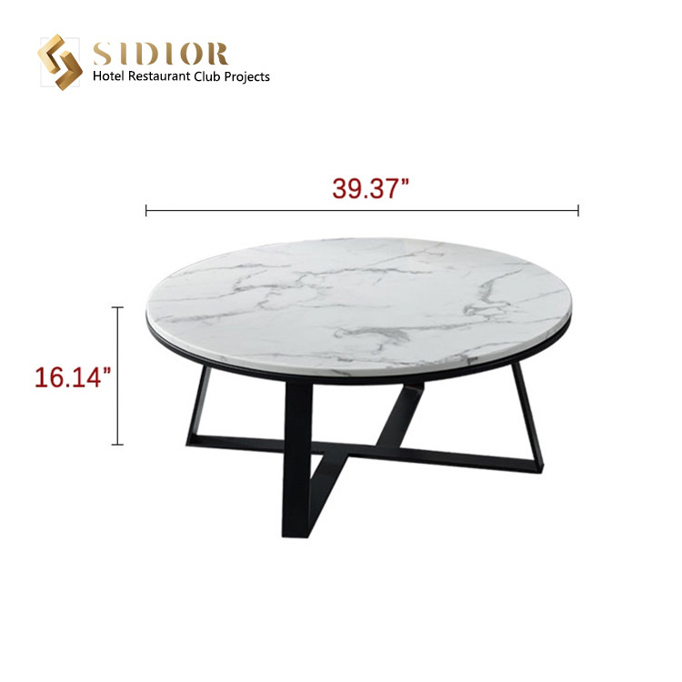 Coffee Table, Side Table, Sintered Table Top, Nature Marble, Man Made Marble Table Top, Black Powder Coated Metal Legs