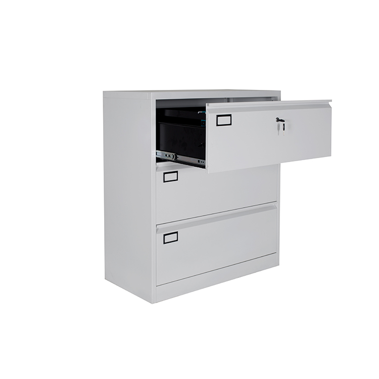 Steel A4/A3/FC Folder Cold Steel Filing Cabinets Three Drawer Storage