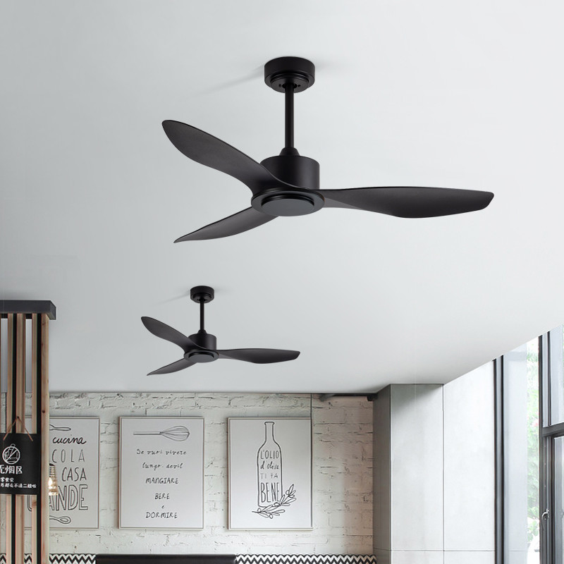European Style DC 56 Inch 50W ABS 3 Blades Wall Control Remote Control Dimmable Led Ceiling Fan Black Fan Light