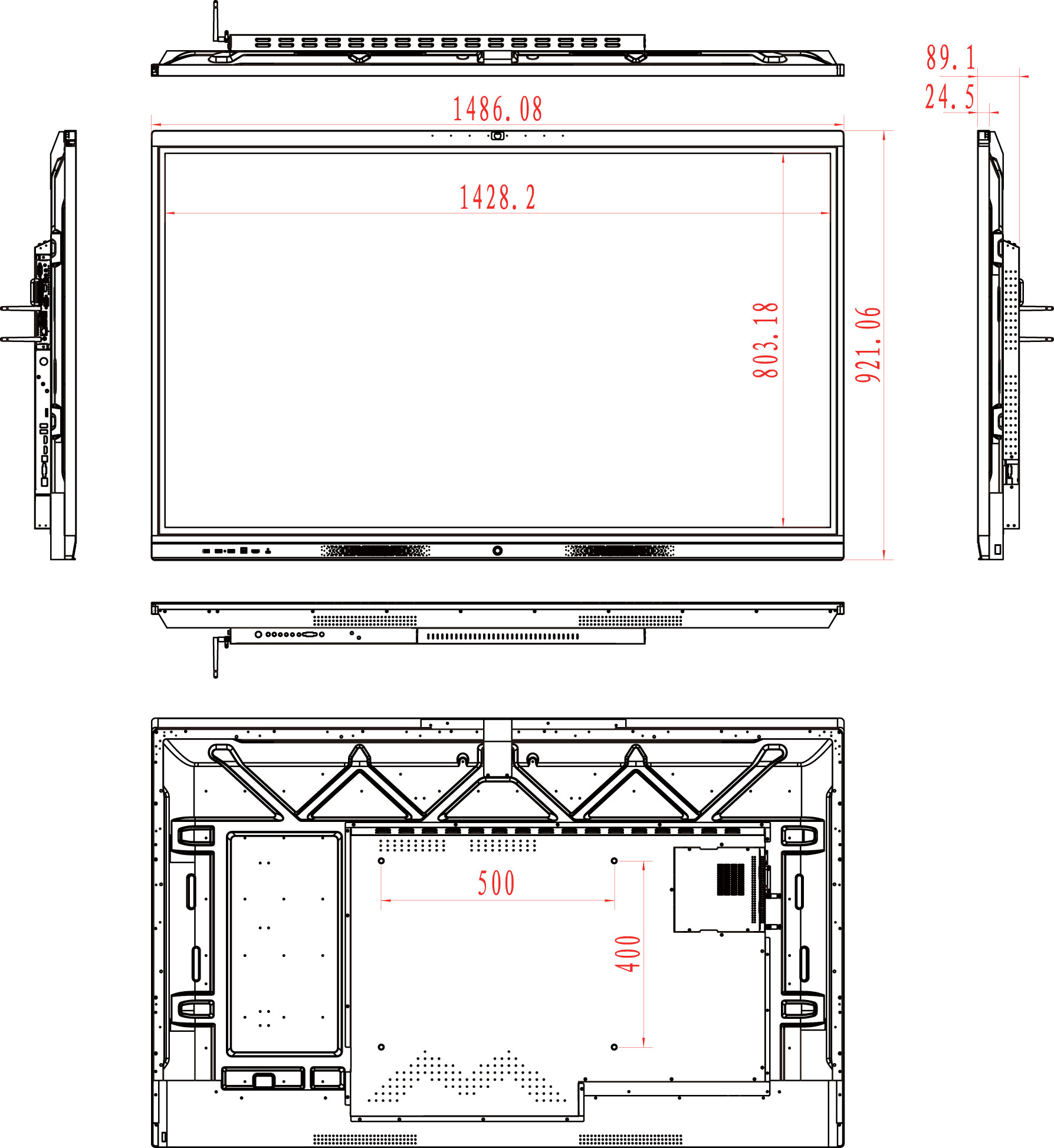 0.372 X 0.372mm Conference All In One Machine Flat Panel 60Hz Multi Functional Conference Flat Panel