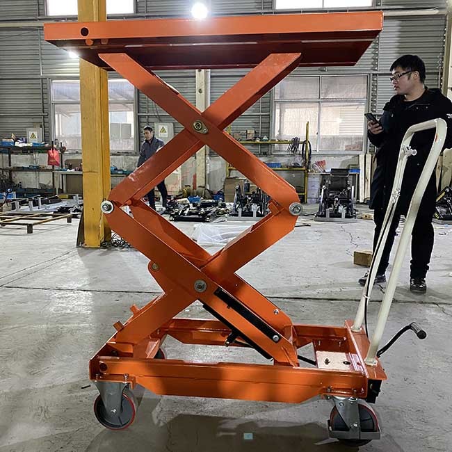 800kg Manual Hydraulic Scissor Lift Double Scissor Max Height 1410mm