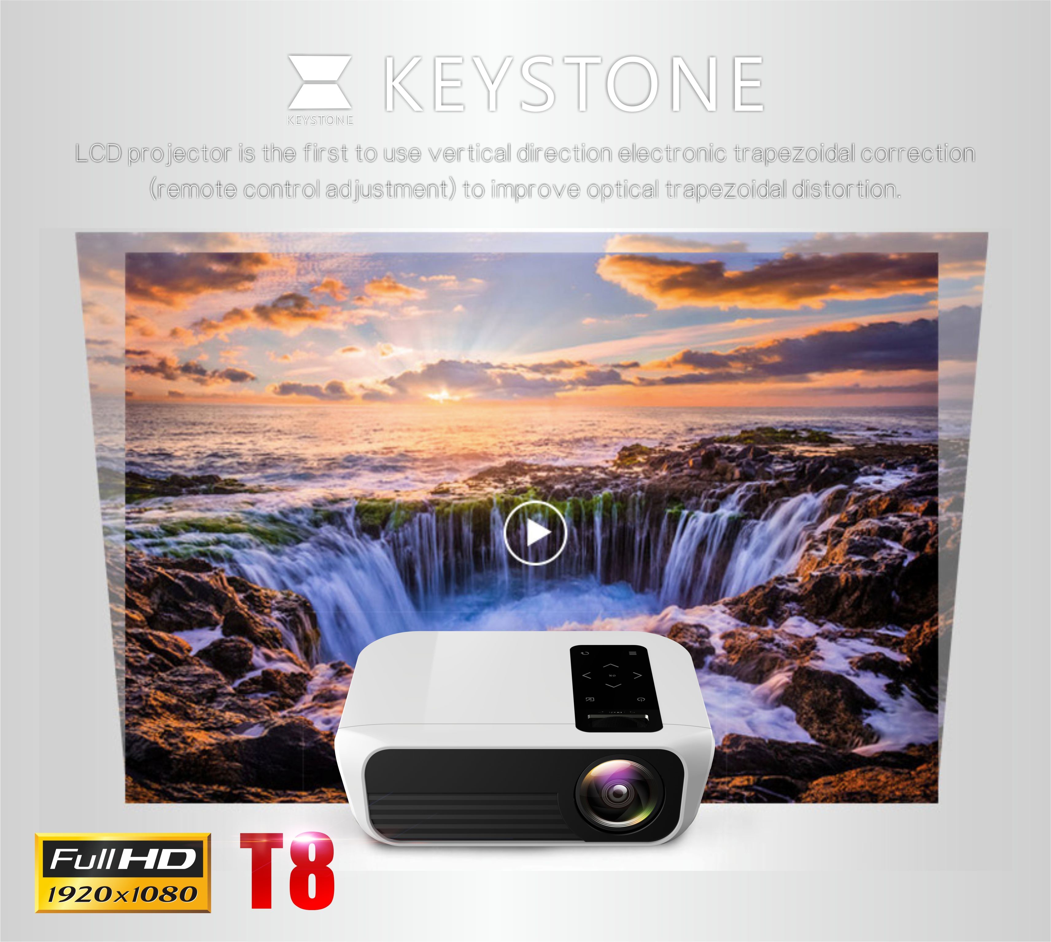 200" 3000lm HD Mini LED Projector 1080P T8 Full Hd Projector For TV DVD PC