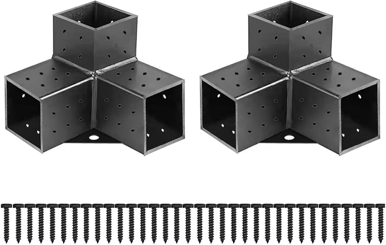 Sturdy and Stylish Black Steel black pergola brackets for UV Protection - 4 Pack