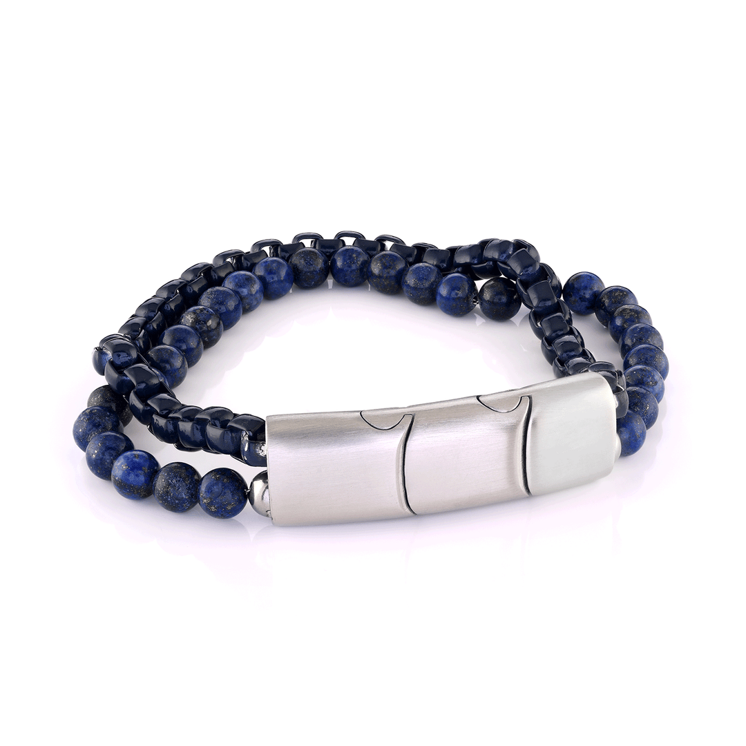 Fashion Men's Beaded Bracelet Silver Plated Stainless Steel With Tiger Eye Stone Ball Shape