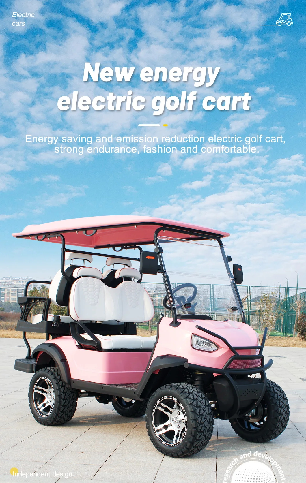 48V Sensor Smart Type Fashionable Modern Golf Cart With Audio System for 6 Passengers