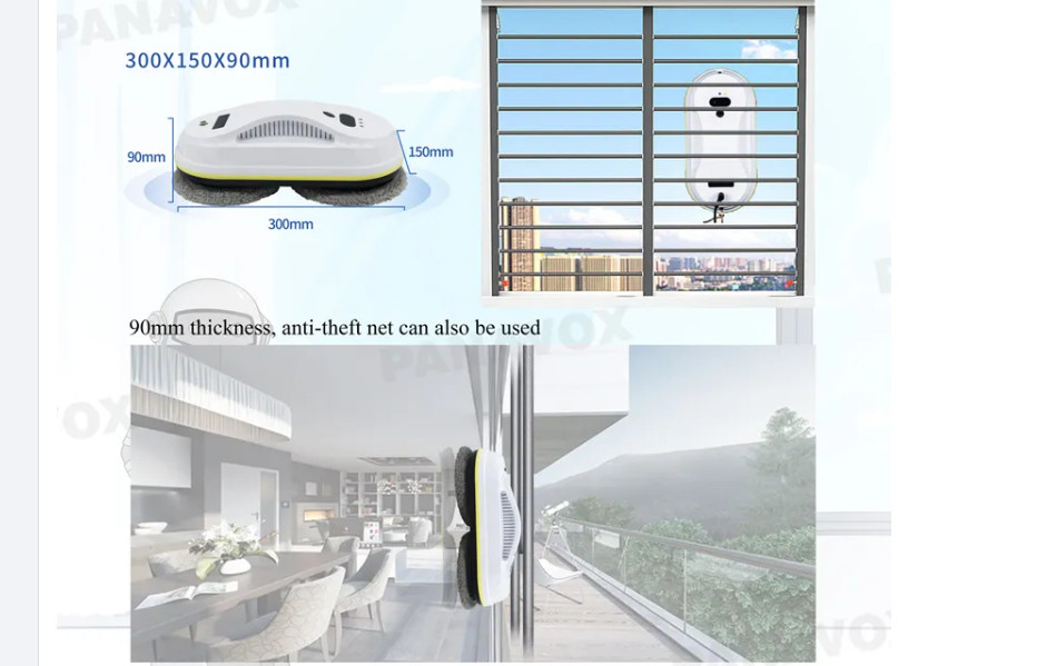 Ultra Thin Automatic Glass Cleaner Robot 2800PA Remote Window Cleaner