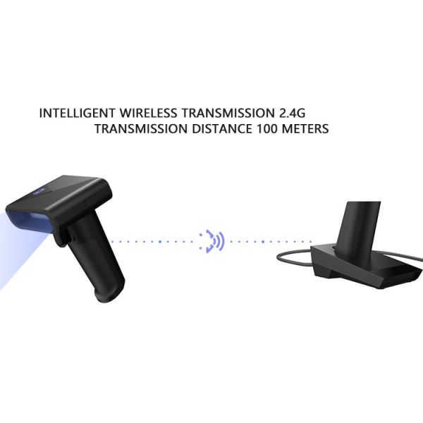 2.4G Wireless Usb Handheld Laser Barcode Label Scanner Reader With Cradle for Sale in Supermarket Payment