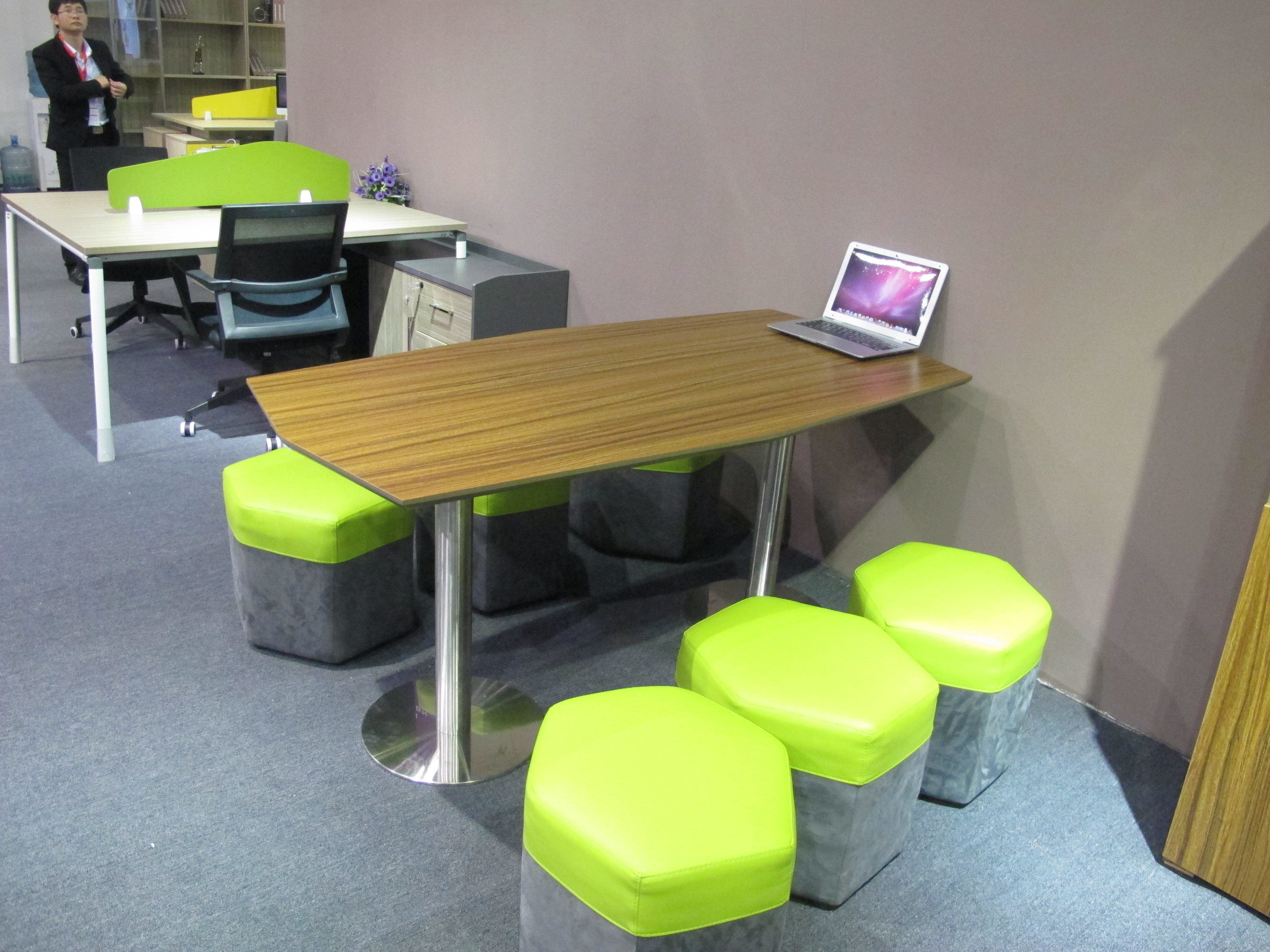 Folding Type Training Room Furniture , Computer Training Tables Particle Board Panel