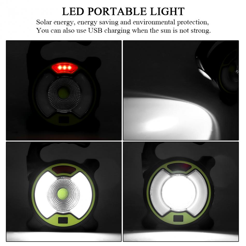 Outdoor Flashlights Luminaire LED 6LEDs Solar Power Collapsible Portable LED Rechargeable Hand Lamp Camping Lantern Ligh