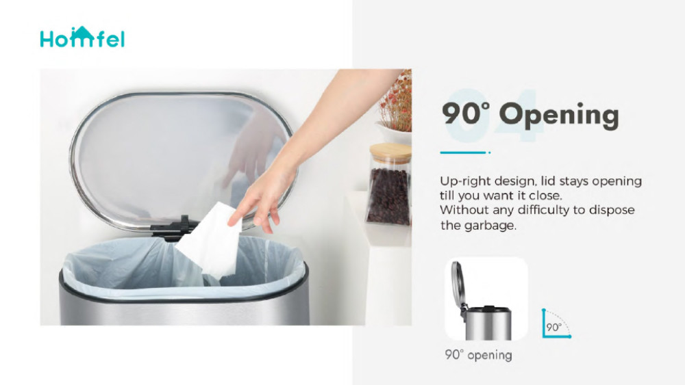 Rectangular Soft Close Pedal Bin with ANTI-FINGERPRINT Function and Durable Stainless Steel Material rounded rectangle trash can
