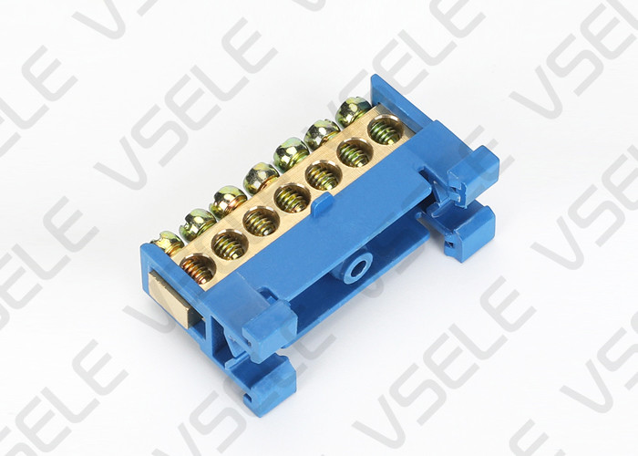 Rail Type Copper Distribution Block Blue Or Green Good Electrical Conductivity