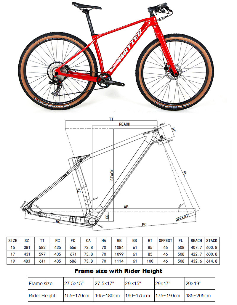 TWITTER 29 Inch Carbon Fiber Mountain Bicycle MTB Bike With Rigid Fork
