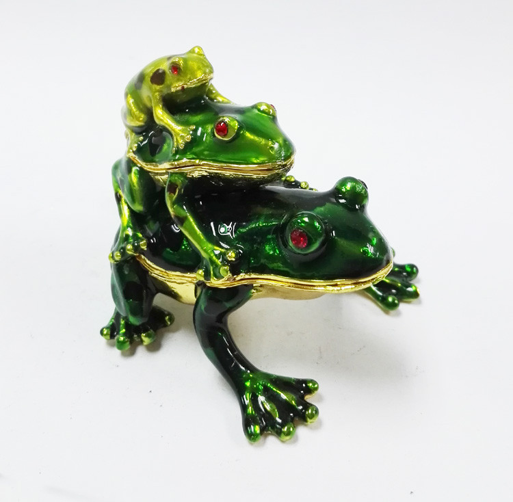 Baby Mum Frog trinket jewelry box Pewter Frog Trinket Box Jewelry Box