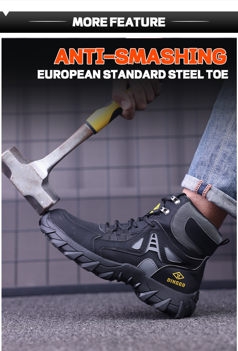 Microfiber Leather Flying Knit Safety Boots Kevlar Midsole Steel Toe Safety Shoes Rubber Work Shoes