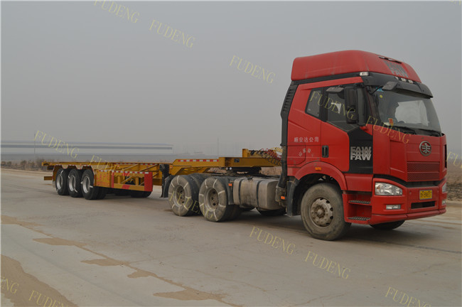 Semi Chassis Container Trailer 40 Foot Straight Frame Tri Axle Container Carrier Truck