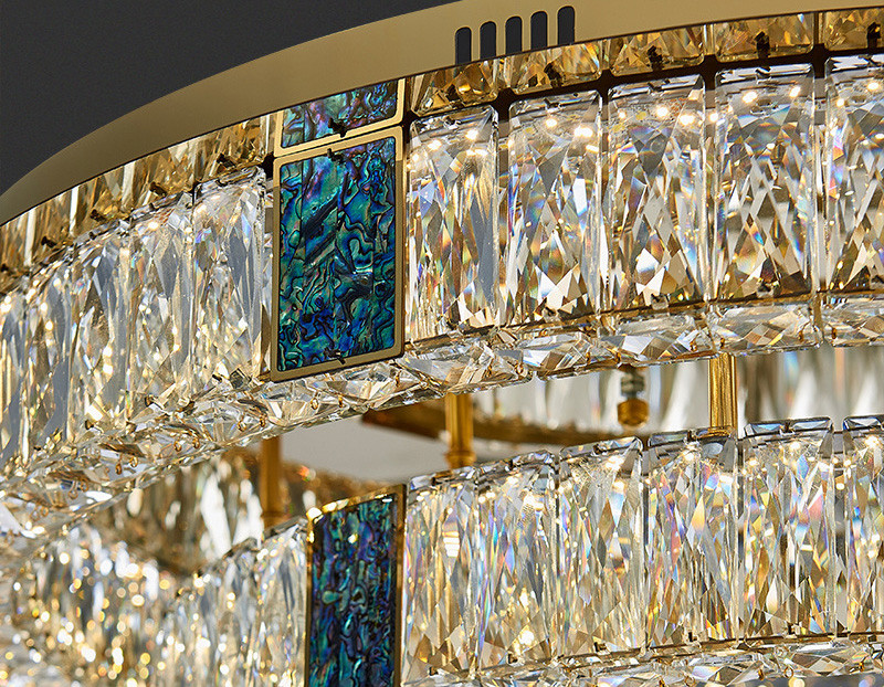 Multilayer Round Large Flush Mount Crystal Chandelier Dimmable For Home Hotel