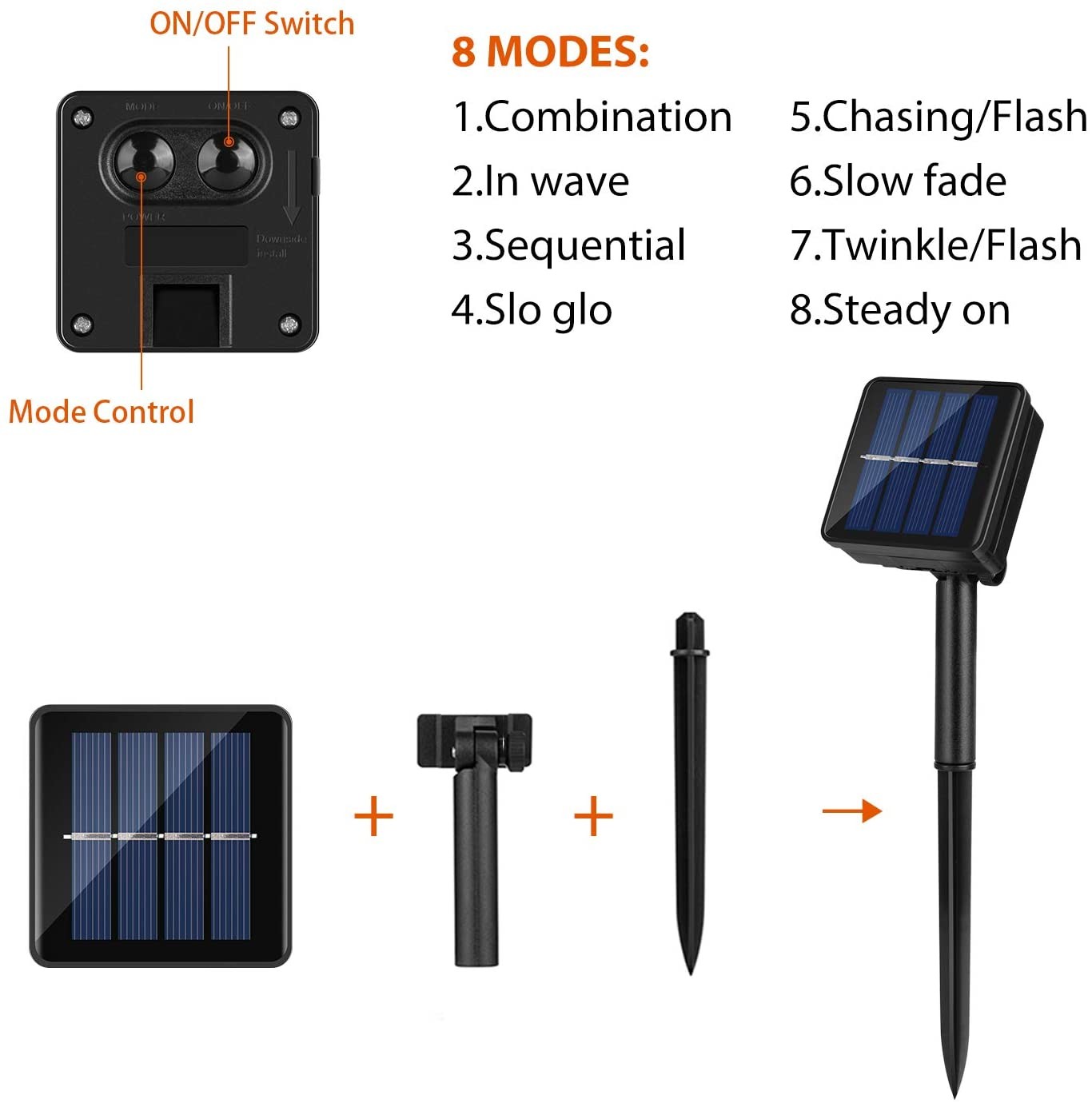 72ft 200 LED 8 Modes Solar Powered Christmas Lights
