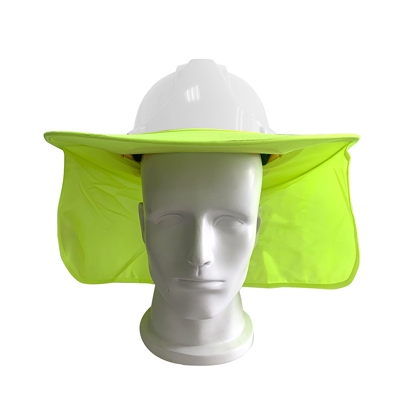 Lime and Orange High Visibility Sun Protection Helmet Curtain for Breathable Sunshade