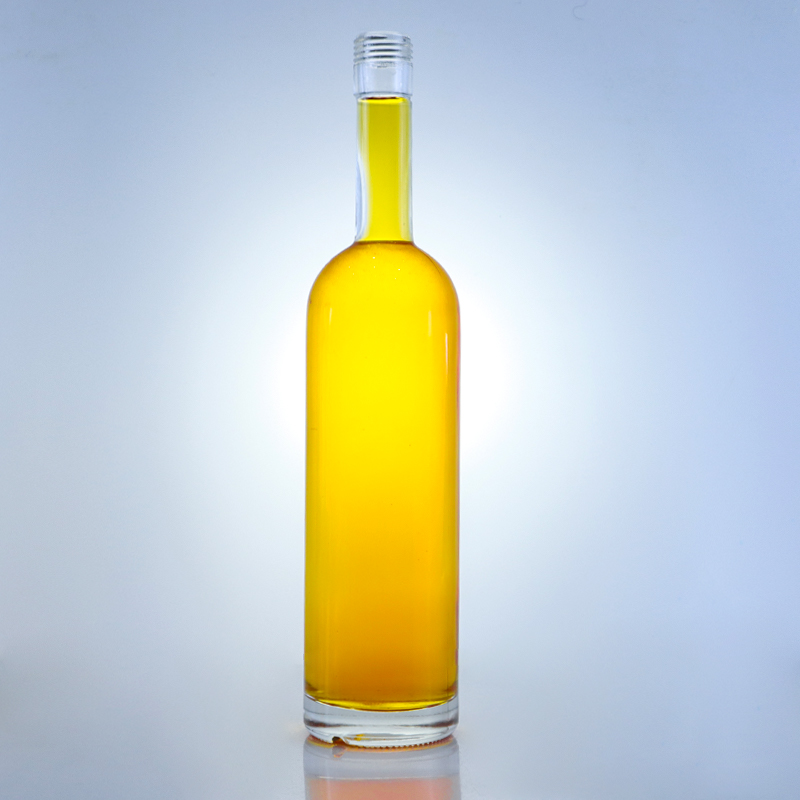 Glass Base Long Neck Customized Super Flint Rum Vodka Whisky Tequila Gin Bottle with Cork