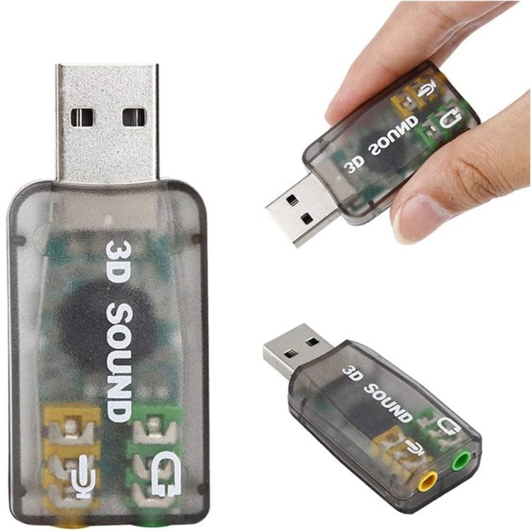 Plug and Play 5.1 External 3D Mic Stereo Studio Audio USB Interface Sound Card Adapter with 3.5mm Headphone