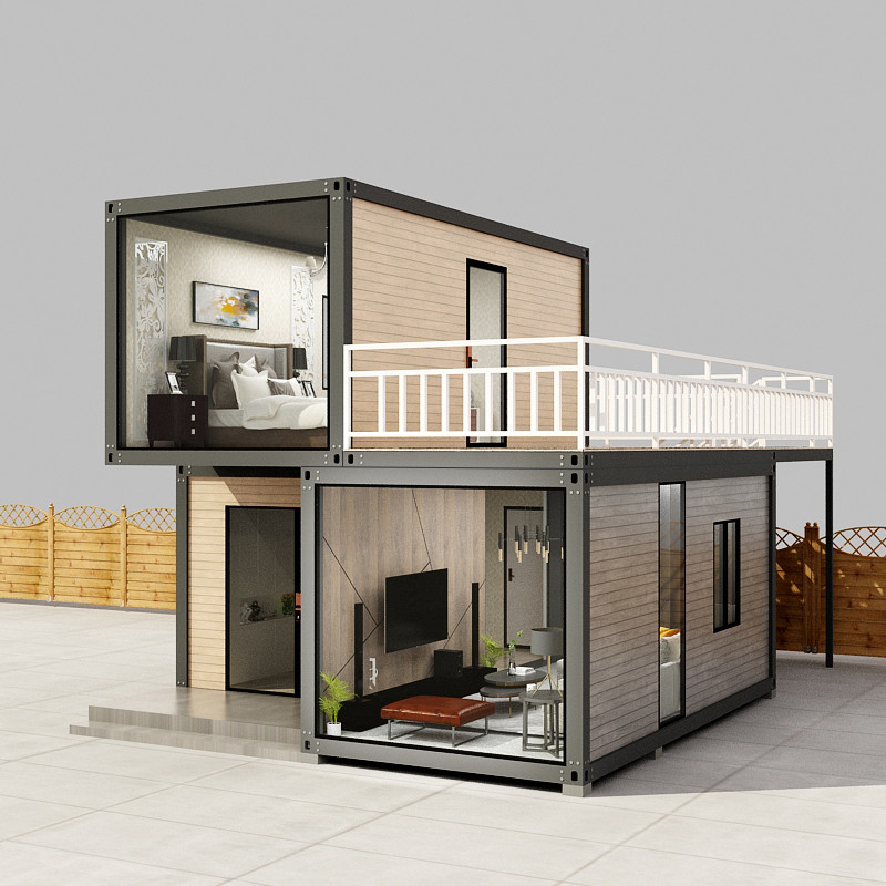Steel Structure Modern Prefab Container Homes Glass Wool Roof