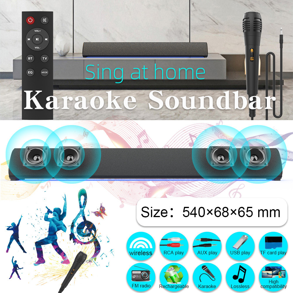 Distortion Free Bluetooth V5.0 FM Radio Soundbar 3.5mm Aux Input Soundbar