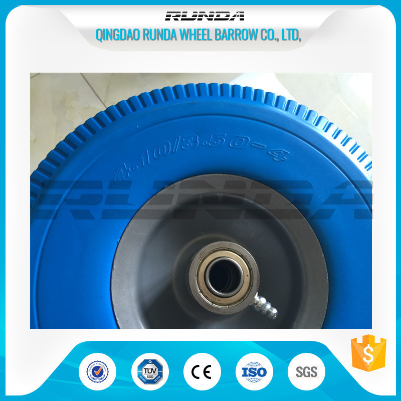 Flat Free PU Foam Wheel Carbon Steel Bearing 20mm Inner Hole Oil Dirt Resistant
