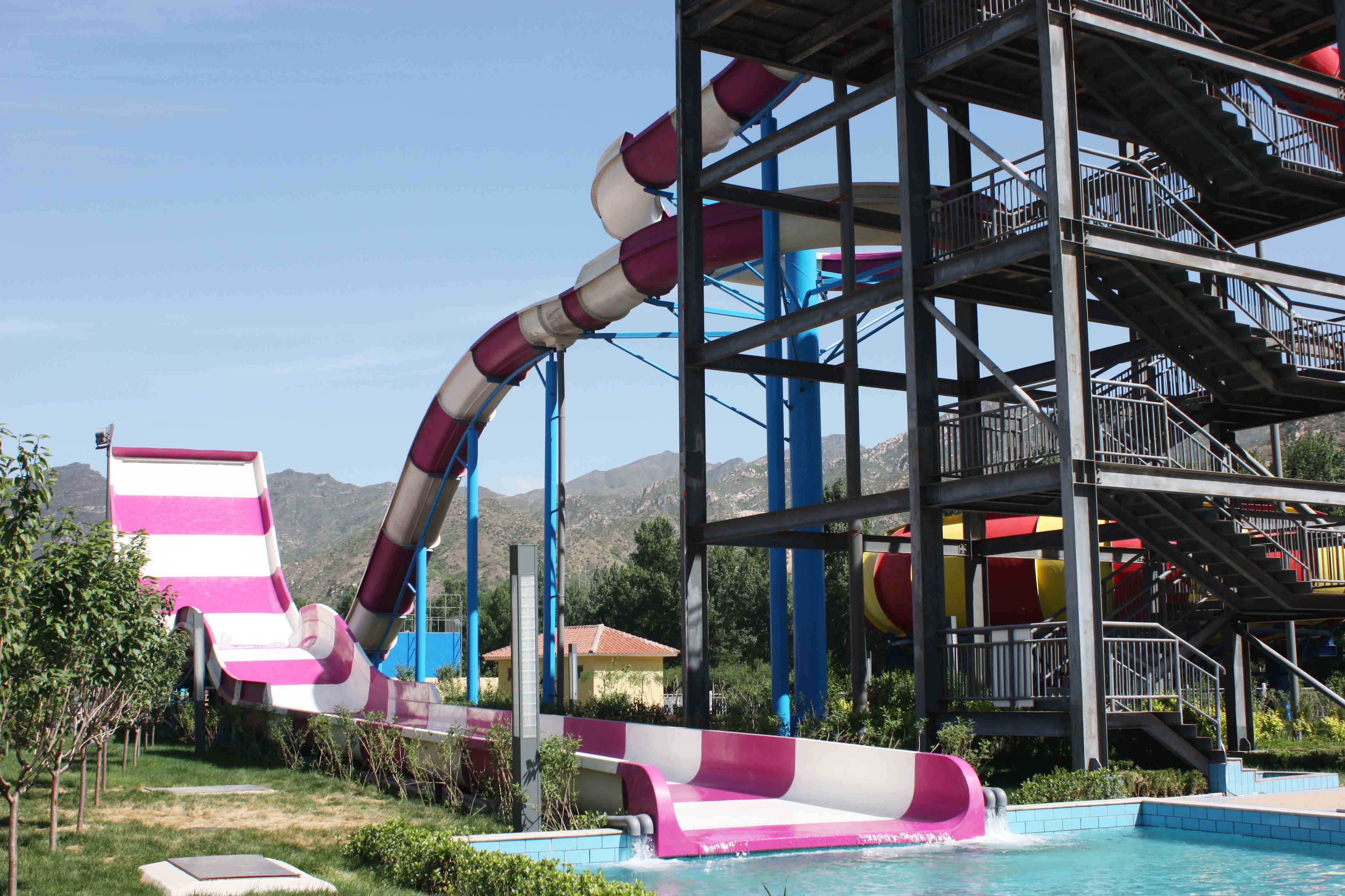 Long Raft Spiral fiberglass Water Slides With Two Person Riding