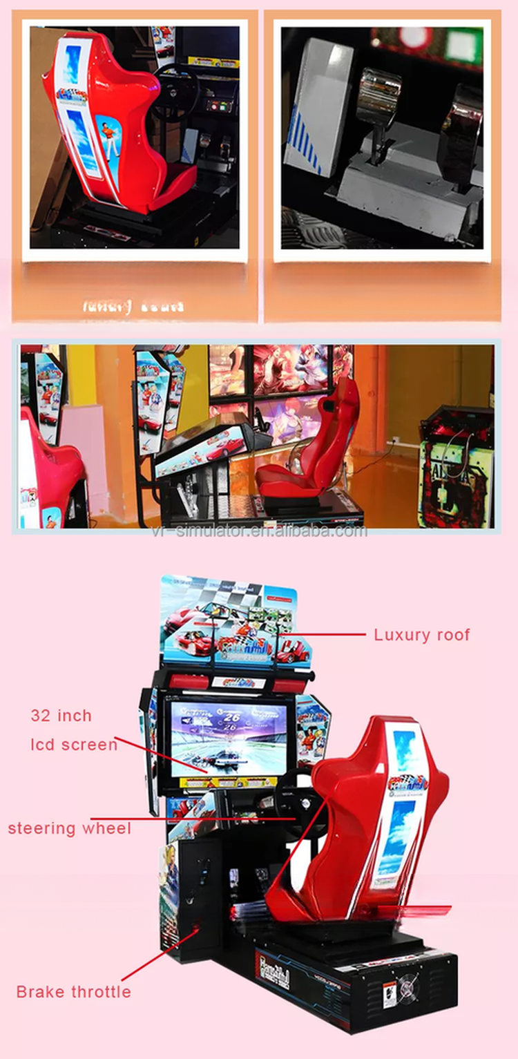 32 Inch Screen Racing Car Game Machine Coin Operation Bright Color