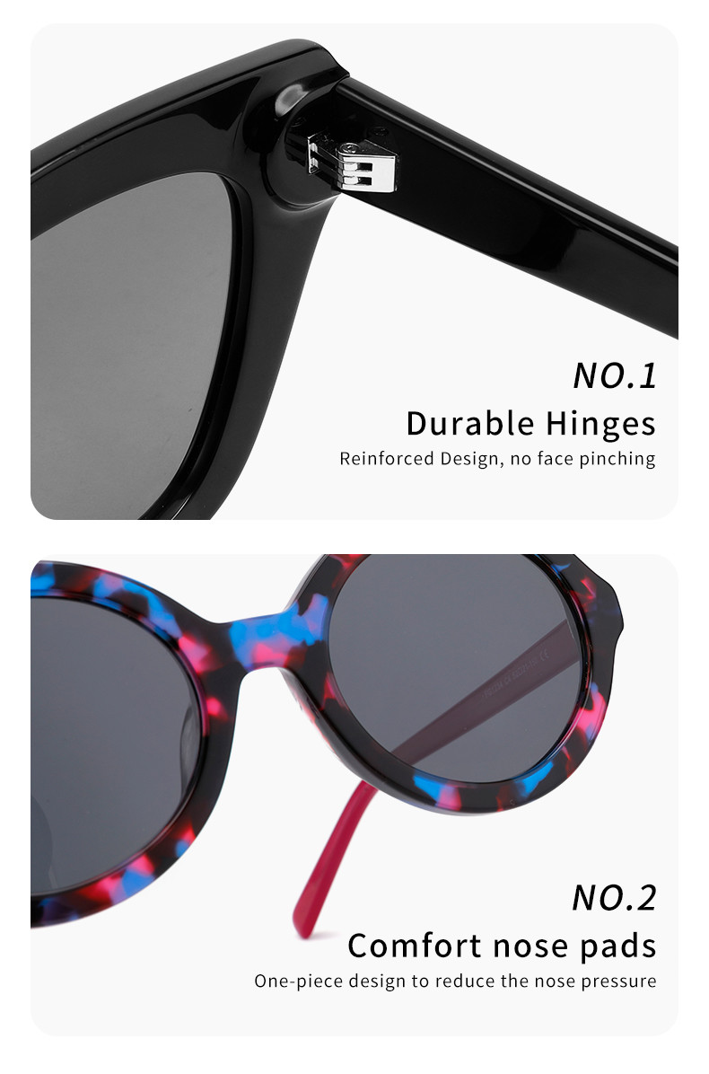 Circle UV Rays Protection Glasses CE Acetate Unisex Shades UVA UVB Blocking