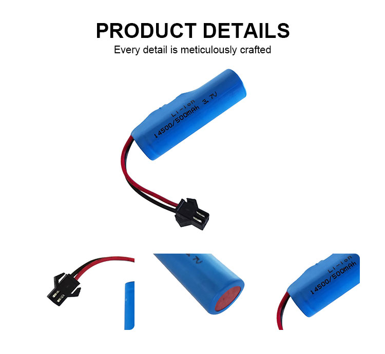 Customized Lithium Ion Battery Pack Promotional Li Ion 3.7v 500mah