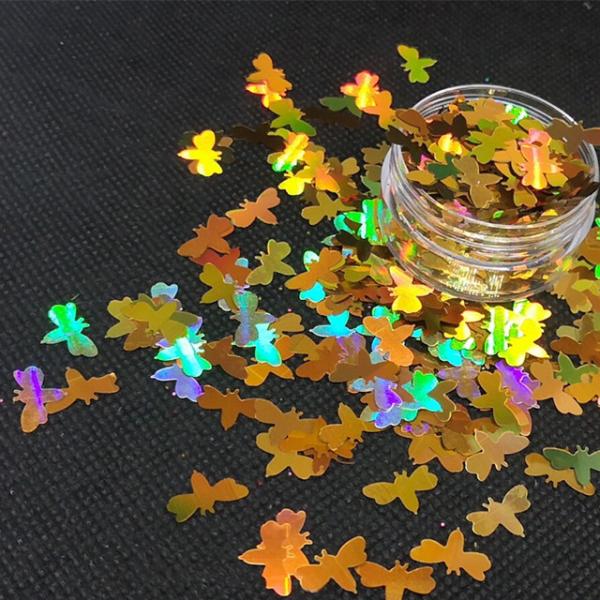 Chinese Year Occasion 15mm Holographic Gold Honey Bee Glitter for Tumbler Unique