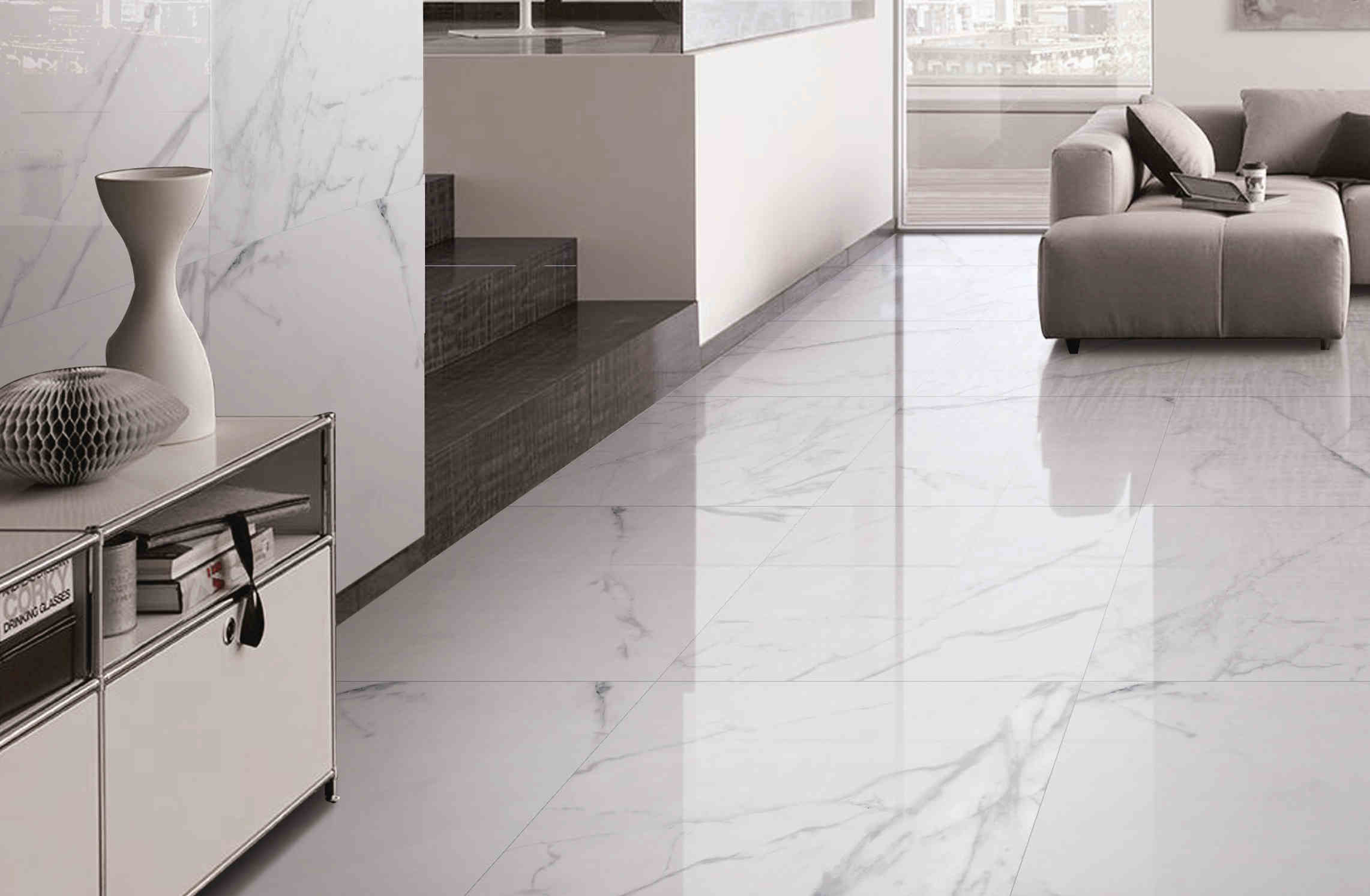 Anti Bacterial Carrara Marble Ceramic Tile With Fine Air Permeability