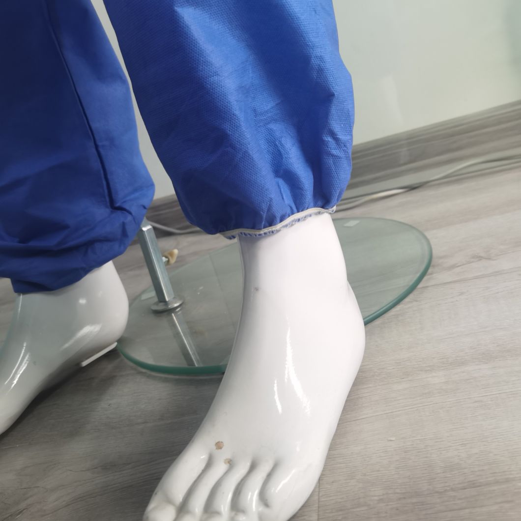 SMS Non-Woven Overall CE Type5&6 En1149 Anti-Static Waterproof Blue Protective Coverall