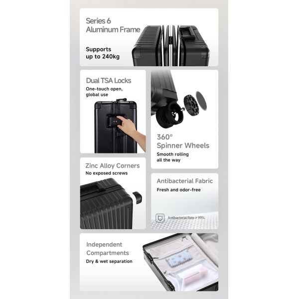 PC Aluminum Frame Travel Suitcase (20-inch) - German Covestro Material, Dual TSA Lock, Professional Luggage Manufacturer for Bulk Orders and Custom