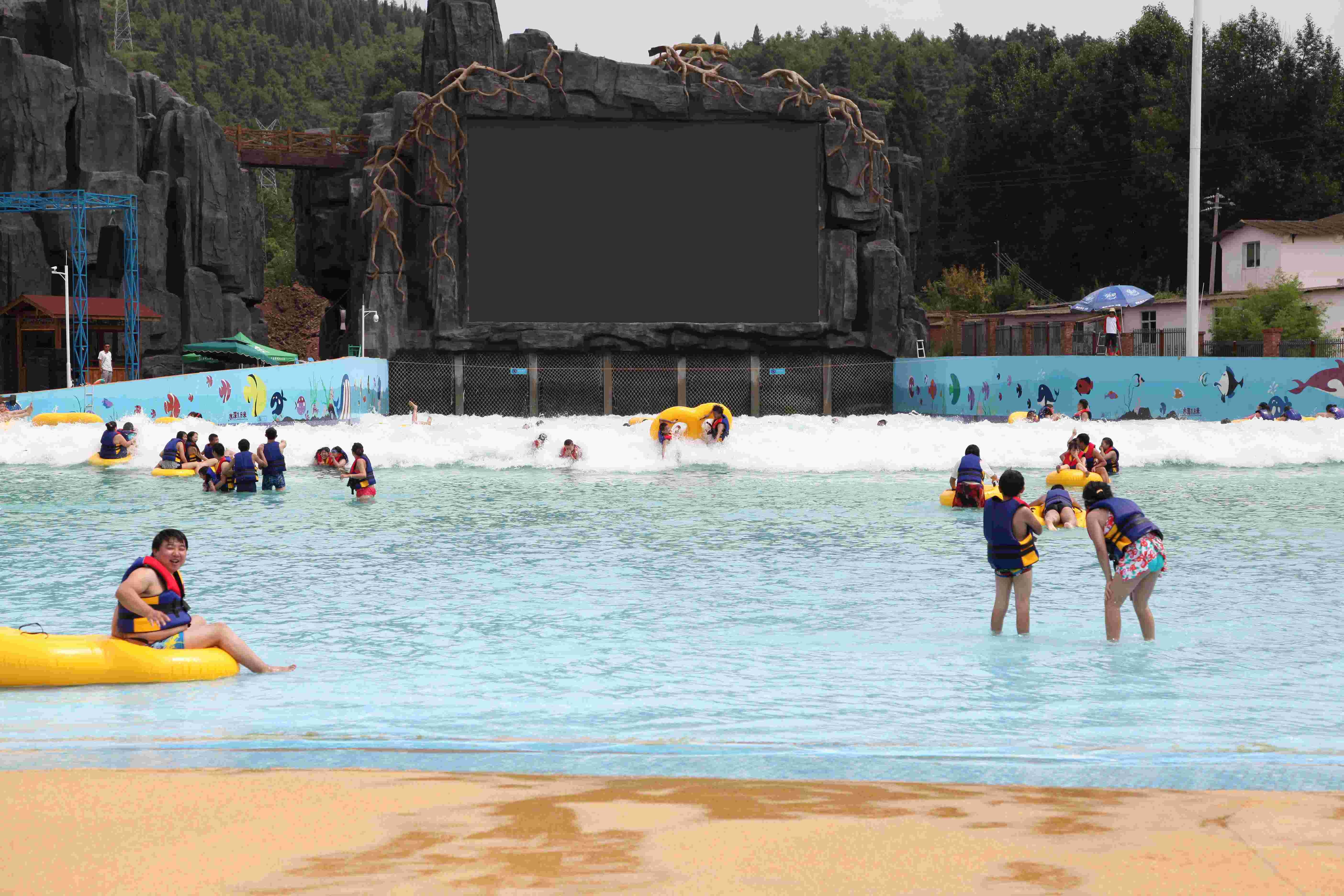 Theme Artificial Wave Pool Water Park Fiberglass Vacuum Wave Machine OEM for Aqua Park