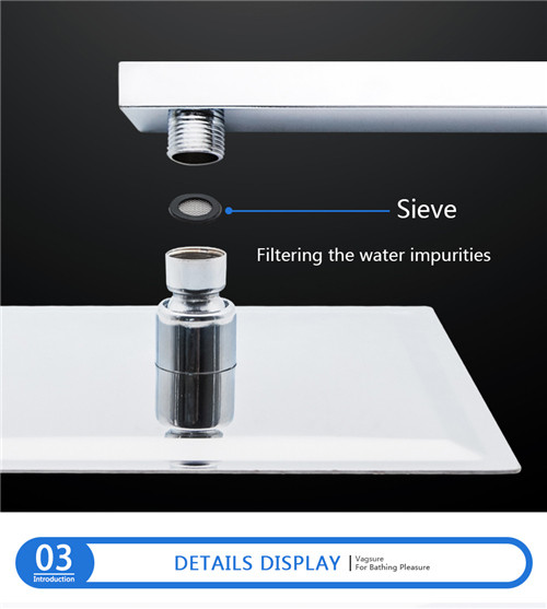 Mirror Effect Square Rain Shower Head , 360 Degree Rotation Waterfall Shower Head