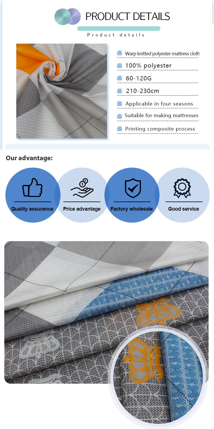 Eco Friendly Polyester Mattress Fabric Color Printed Pengji Mattress Protection Fabric