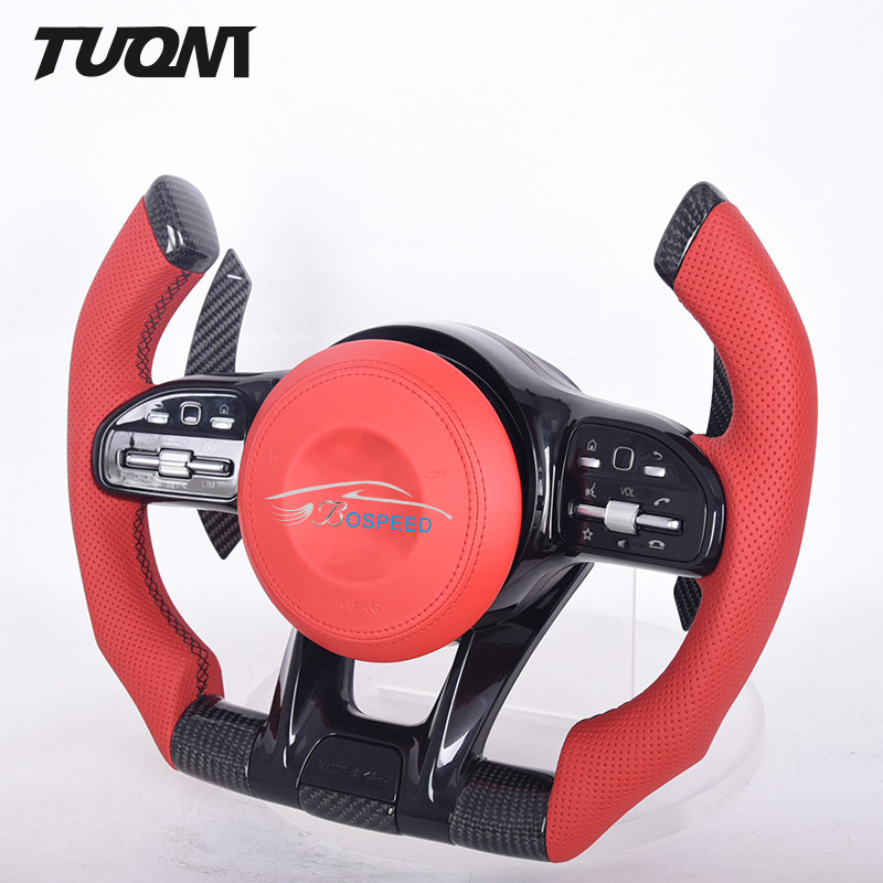 Customization Mercedes Benz Steering Wheel Carbon Fiber Leather Soft Grip 350mm